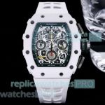 Swiss Copy Richard Mille RM11-03 Chronograph White Ceramic Green Inner Watch